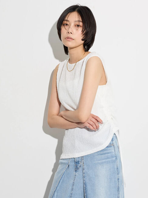 GARAGE OF GOOD CLOTHING「アシンメトリードロストノースリーブ」|Tシャツ・カットソー|White