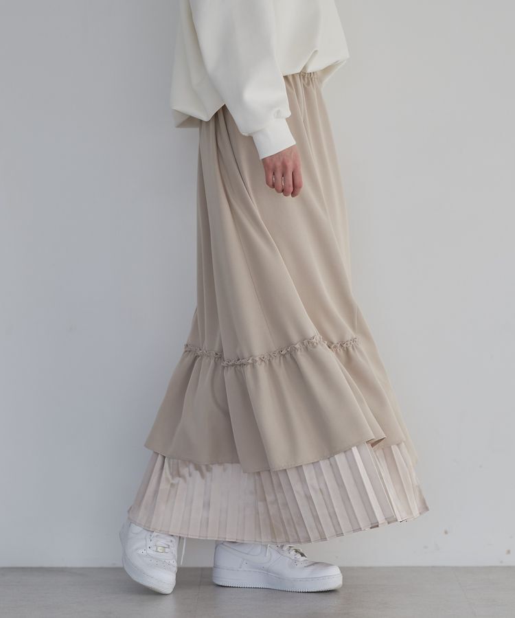 GARAGE OF GOOD CLOTHING「シフトヘムロングスカート」|フレア|Beige