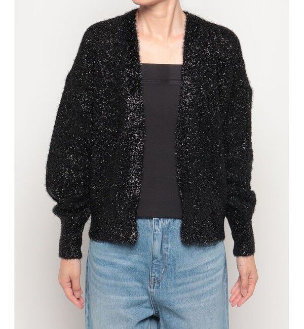 allureville「シャギーメッシュショートトッパー」|カーディガン|