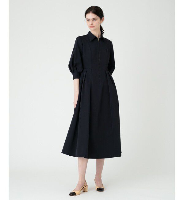 LOULOU WILLOUGHBY「【LOULOU WILLOUGHBY】タックパフシャツワンピース」|ワンピース|ネイビー