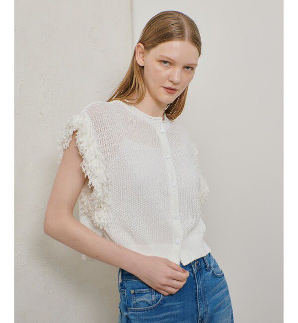 allureville「フリンジスリーブ2WAY プルオーバー」|ニット・セーター|オフホワイト