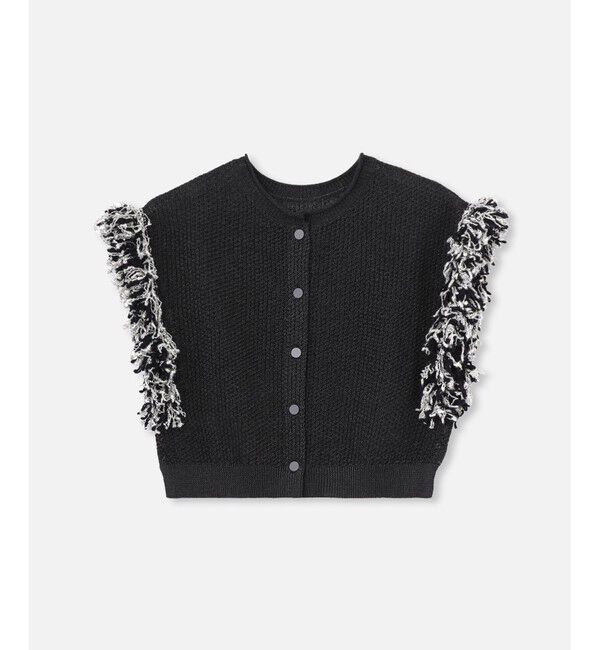 allureville「フリンジスリーブ2WAY プルオーバー」|ニット・セーター|ブラック