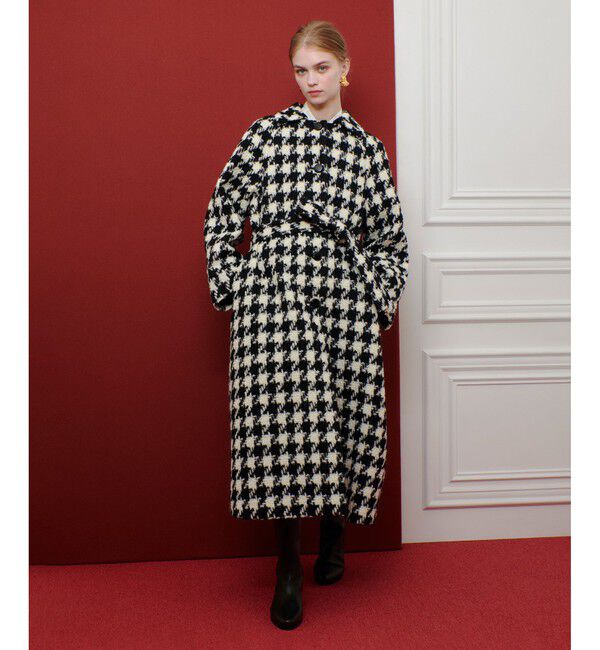 LOULOU WILLOUGHBY「【LOULOU WILLOUGHBY】ロービング千鳥ロングコート」|ダッフルコート|