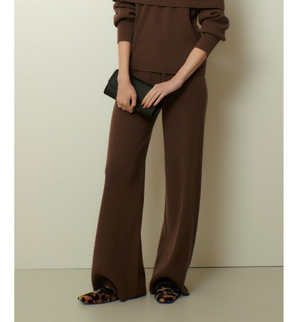 allureville「ウールリブニットパンツ」|チノ|ブラウン