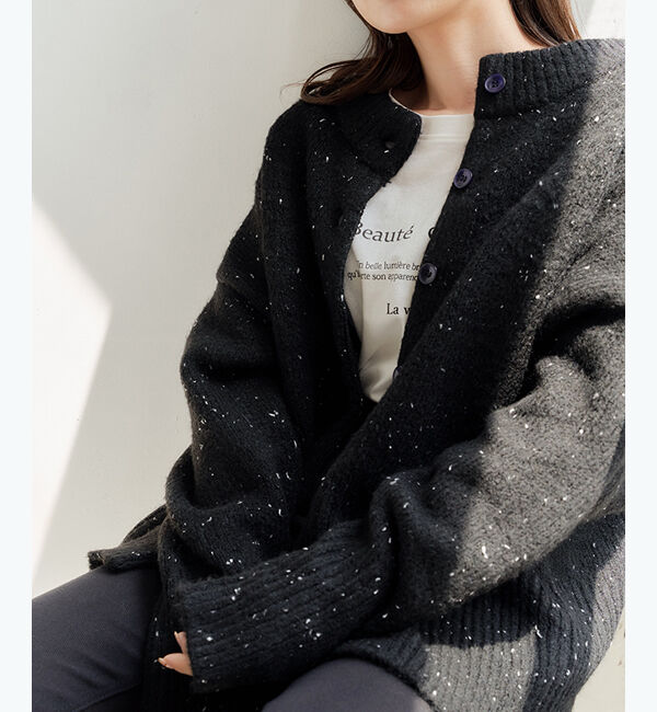 titivate「前後2wayクルーネックカーディガン」|ニット・セーター|ブラック