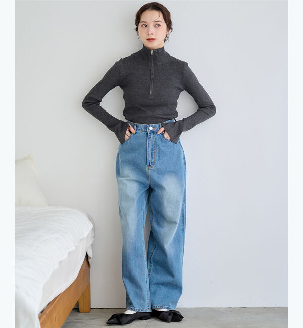 titivate「フロントジップリブニット」|ニット・セーター|