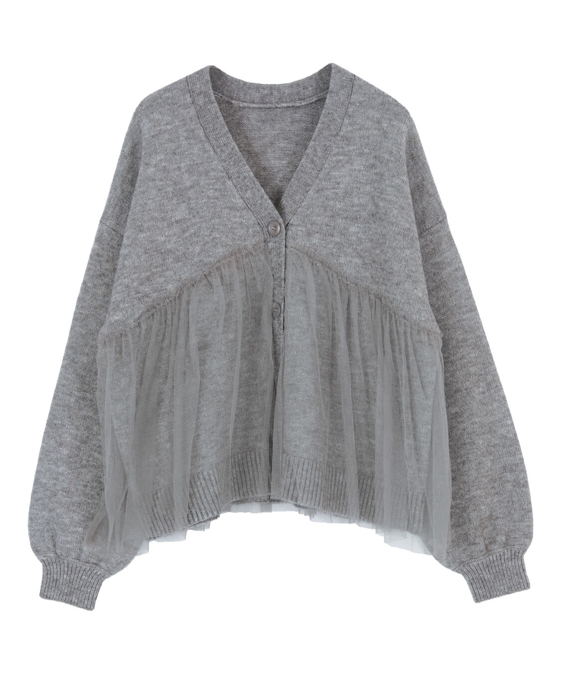 titivate「チュールニットカーディガン」|ニット・セーター|グレー