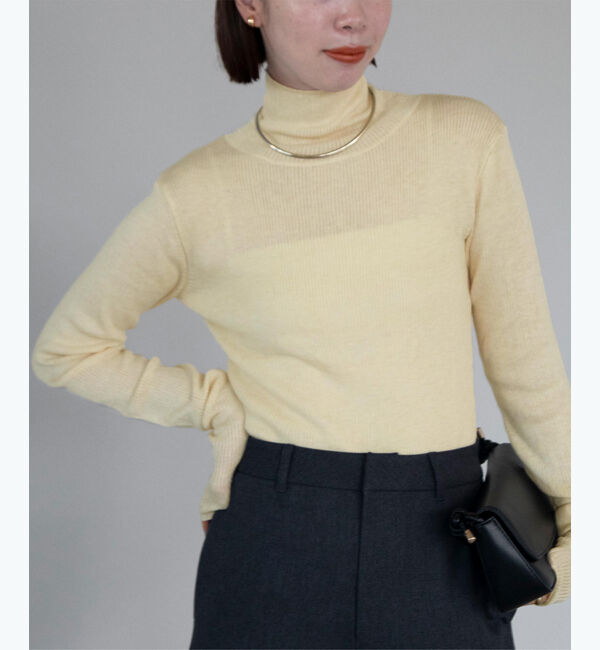 ur's「ウールブレンドロングスリーブハイネックリブニット」|ニット・セーター|ライトイエロー