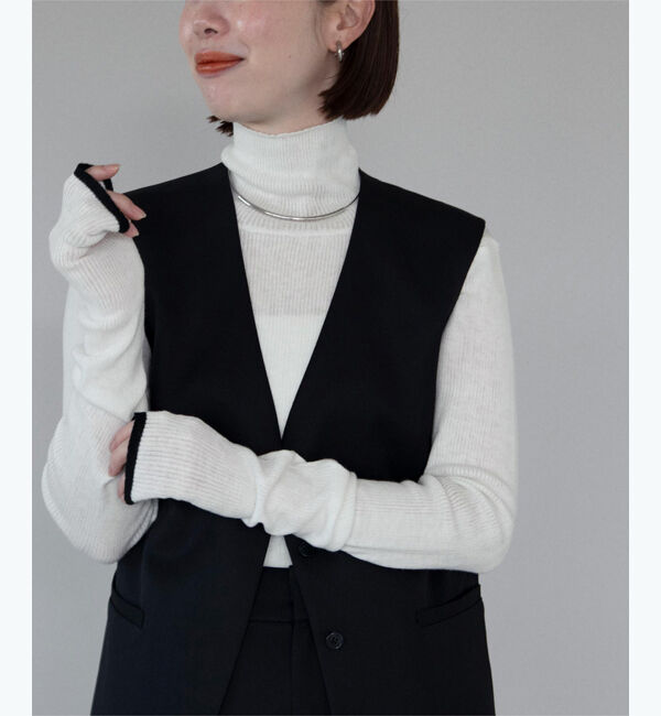 ur's「ウールブレンドロングスリーブハイネックリブニット」|ニット・セーター|ホワイト/ブラック