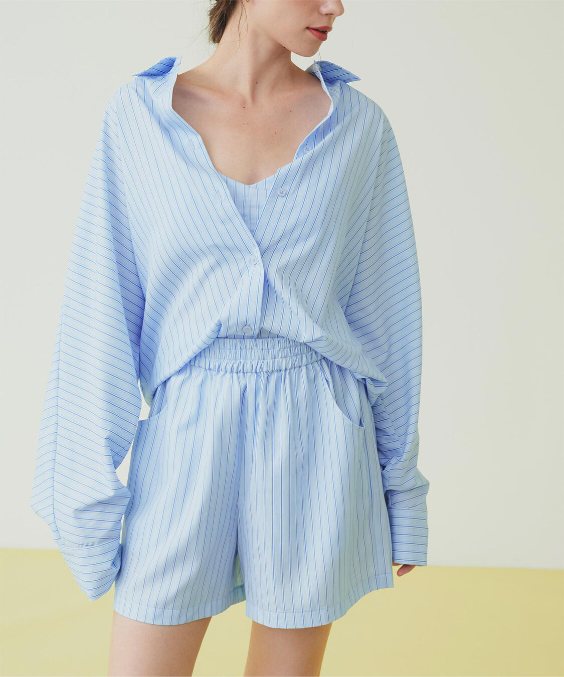 SEA DRESS「シンプルショートパンツ/ラッシュガード」|ビキニ|ストライプ/ブルー