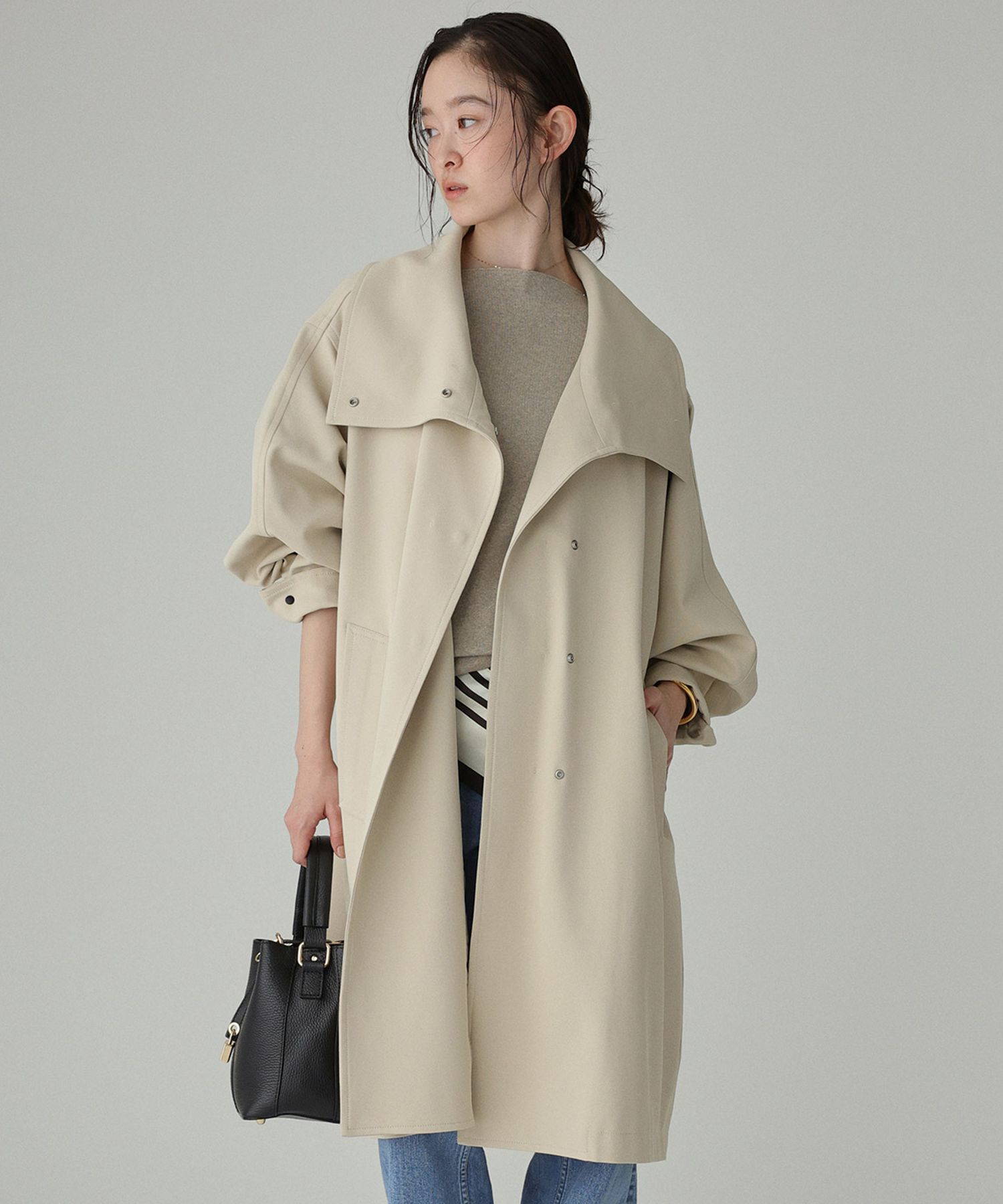 BABYLONE「【多機能素材】オーバーフォルムコート」|ステンカラーコート|ﾍﾞｰｼﾞｭ