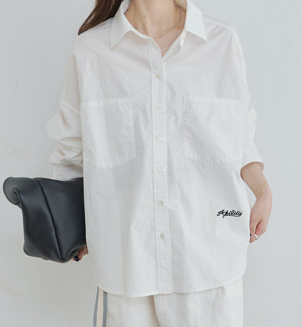  「ワンポイントロゴ刺繍ダブルポケットシャツ」|シャツ・ブラウス|オフホワイト