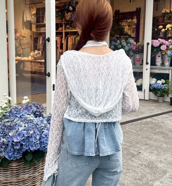  「【お揃いcollection】レースパーカー」|プルオーバー|