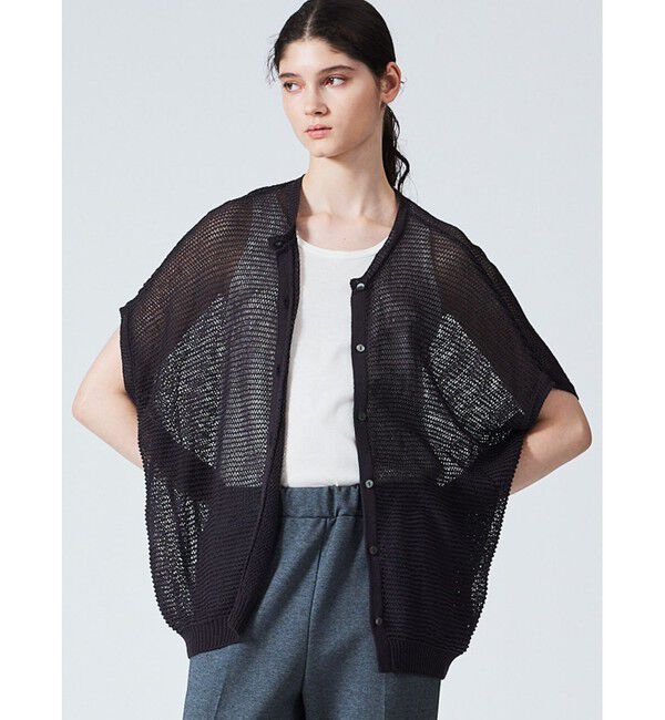 mizuiro ind「mizuiro ind メッシュコクーンワイドカーディガン」|カーディガン|