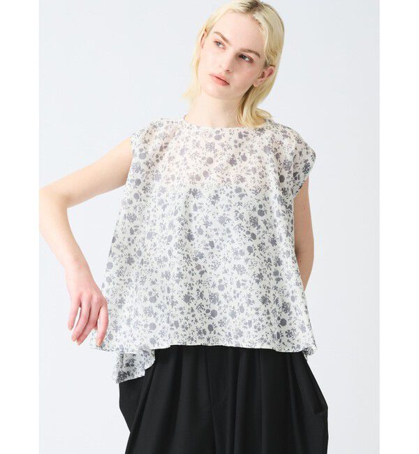 mizuiro ind「mizuiro ind スモールフラワーノースリーブフレアプルオーバー」|Tシャツ・カットソー|