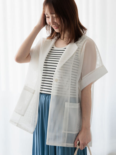 Te chichi TERRASSE「ハーフスリーブメッシュジャケット」|その他|オフホワイト