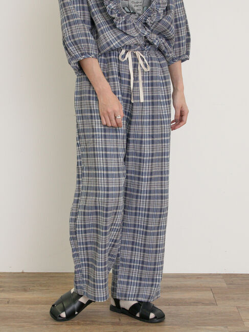 Samansa Mos2「【Cross&times;Linen】サス付パンツ」|その他|ネイビー