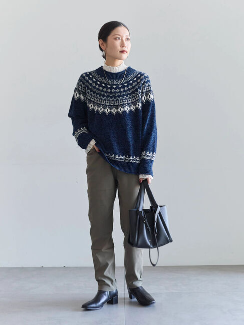 Samansa Mos2 blue「裏起毛ストレッチパンツ」|その他|