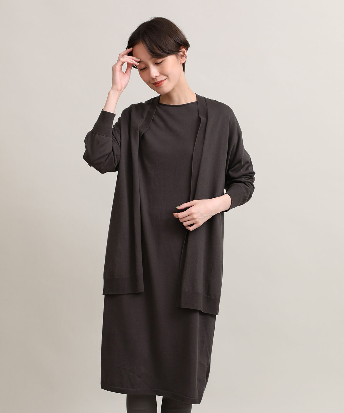 I.T.'S international「着流しロングカーディガン《オーガニックコットン》」|カーディガン|チャコールグ 3