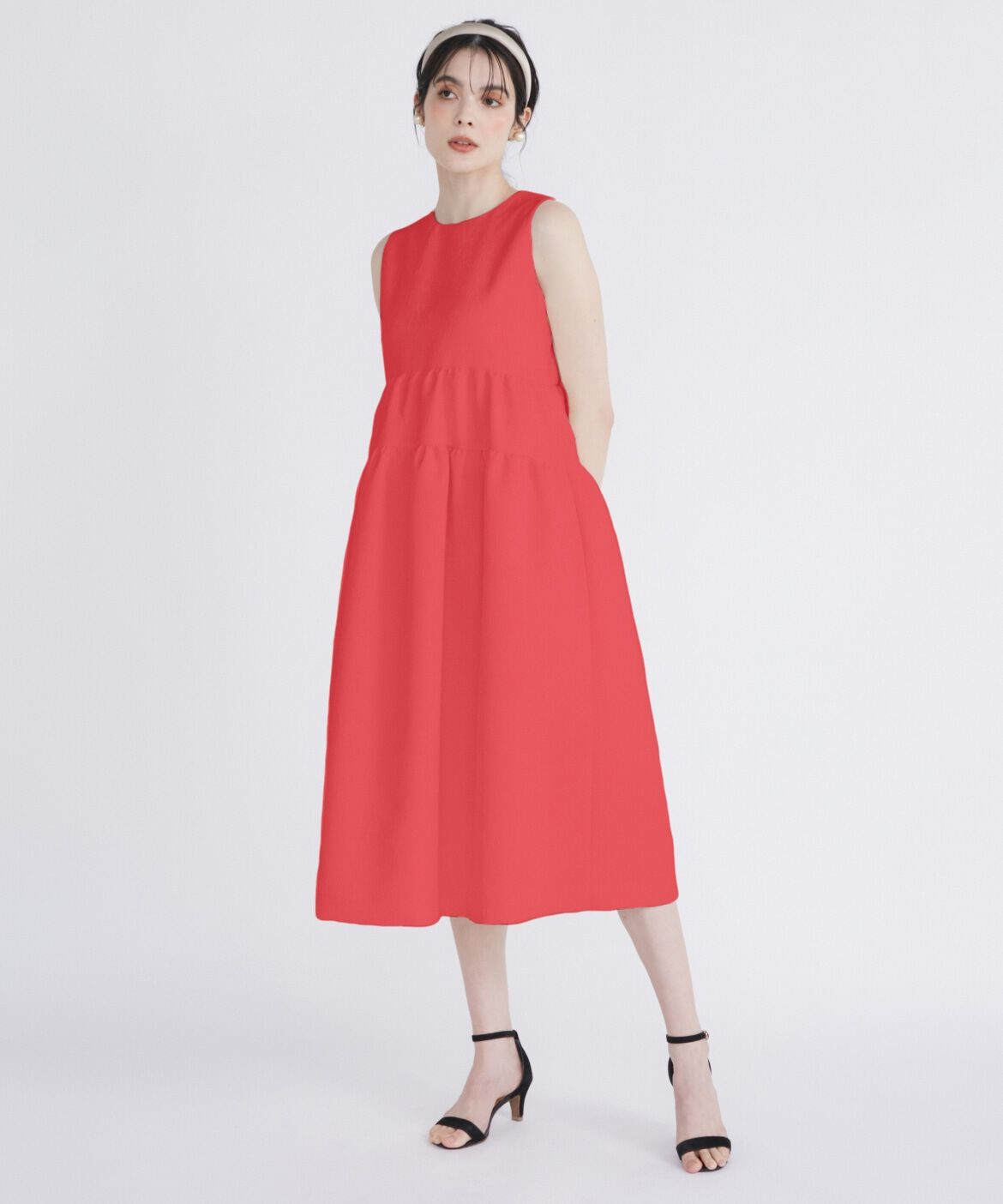 Maglie le cassetto「フラワージャガードティアードワンピース《M Maglie le cassetto》」|ワンピース|レッド