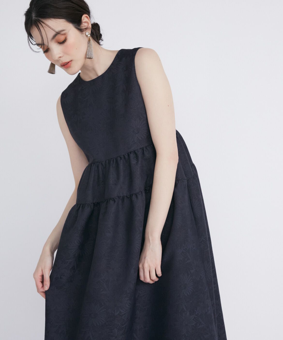 Maglie le cassetto「フラワージャガードティアードワンピース《M Maglie le cassetto》」|ワンピース|