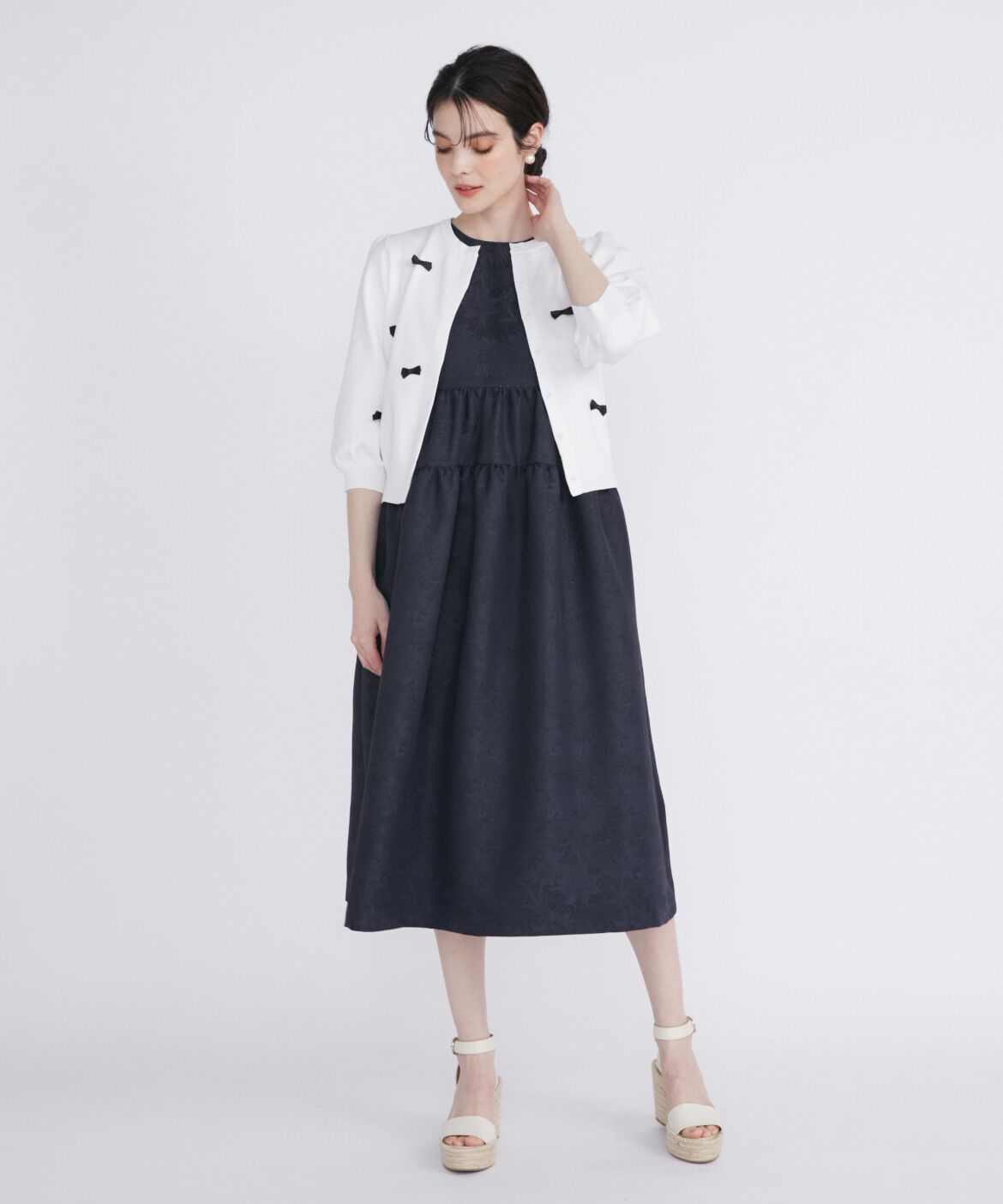 Maglie le cassetto「フラワージャガードティアードワンピース《M Maglie le cassetto》」|ワンピース|