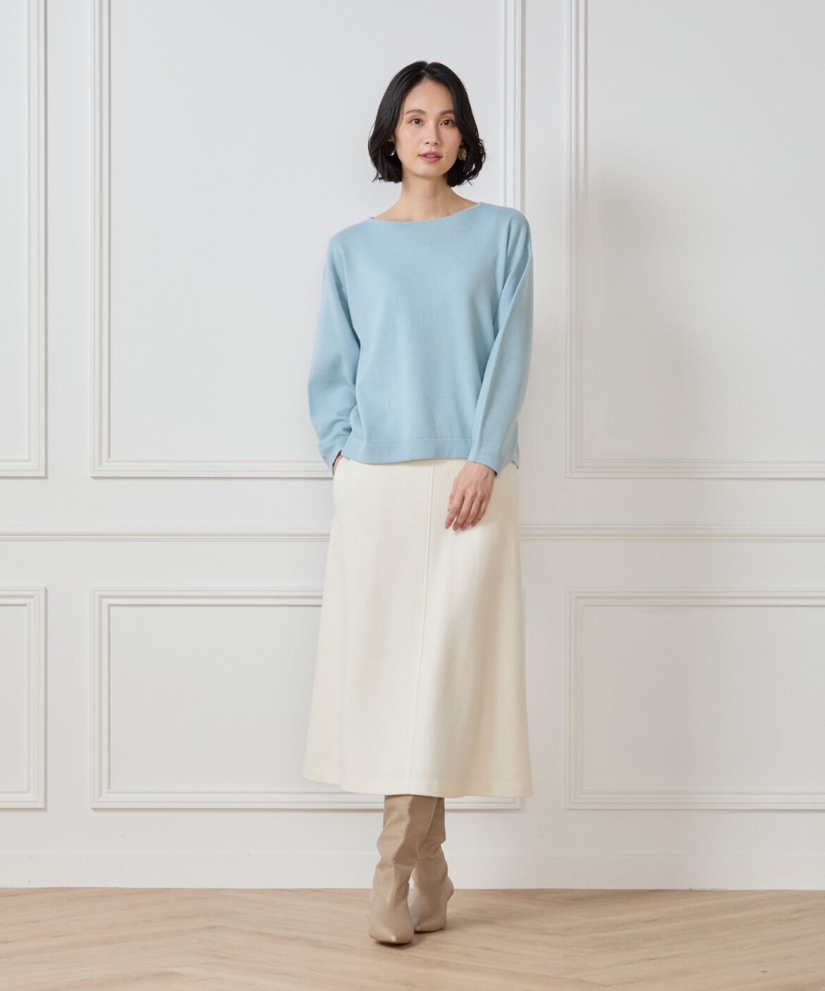 7-IDconcept.「《大きいサイズ》ウールブレンドクルーネックニット」|ニット・セーター|