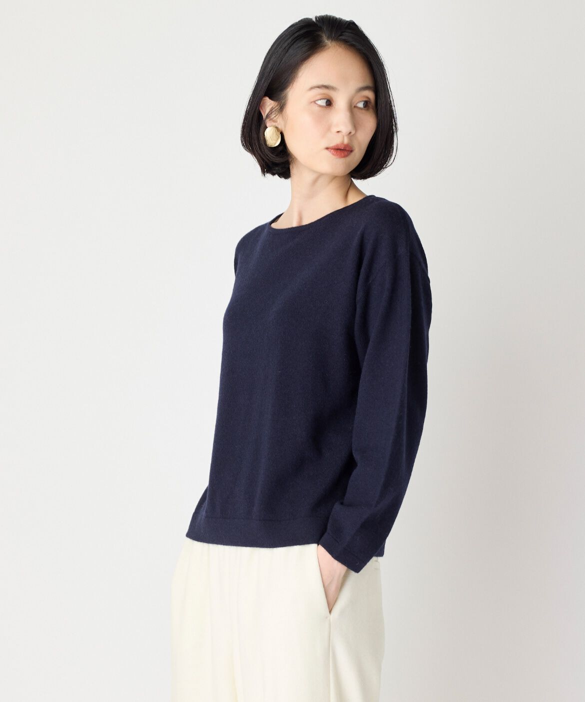 7-IDconcept.「《大きいサイズ》ウールブレンドクルーネックニット」|ニット・セーター|
