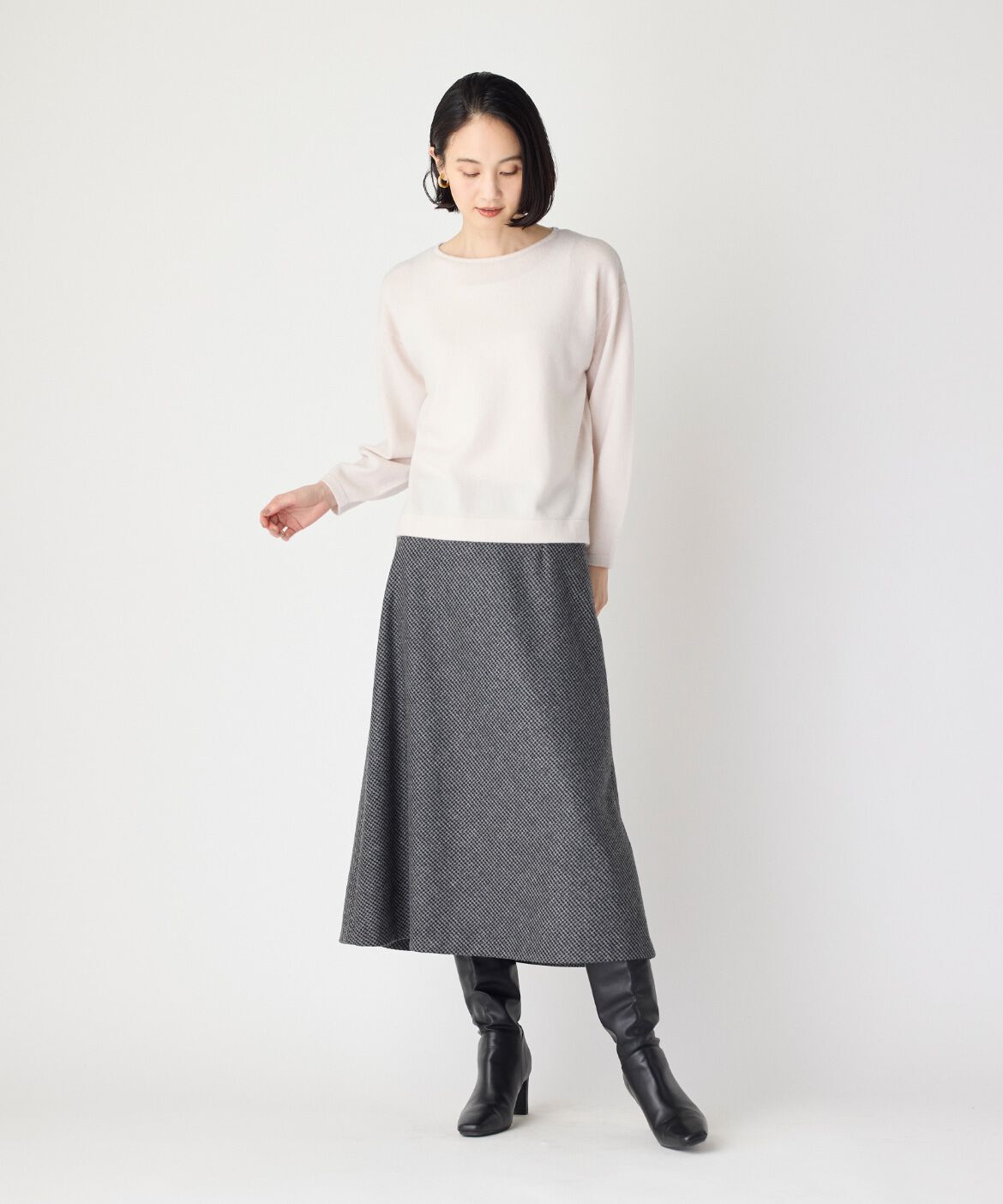 7-IDconcept.「《大きいサイズ》ウールブレンドクルーネックニット」|ニット・セーター|