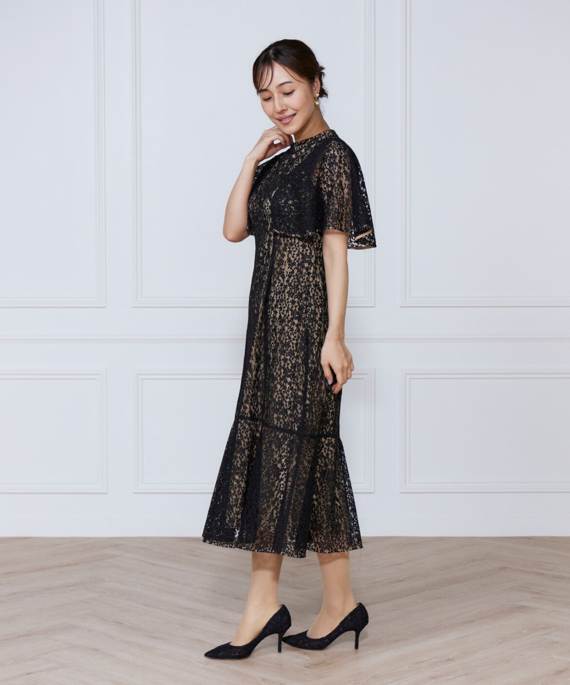 ef-de Black「配色レースマーメイドワンピース」|ワンピース|