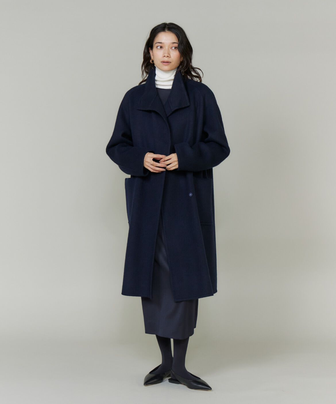 INED「スタンドカラーコート　」|ステンカラーコート|