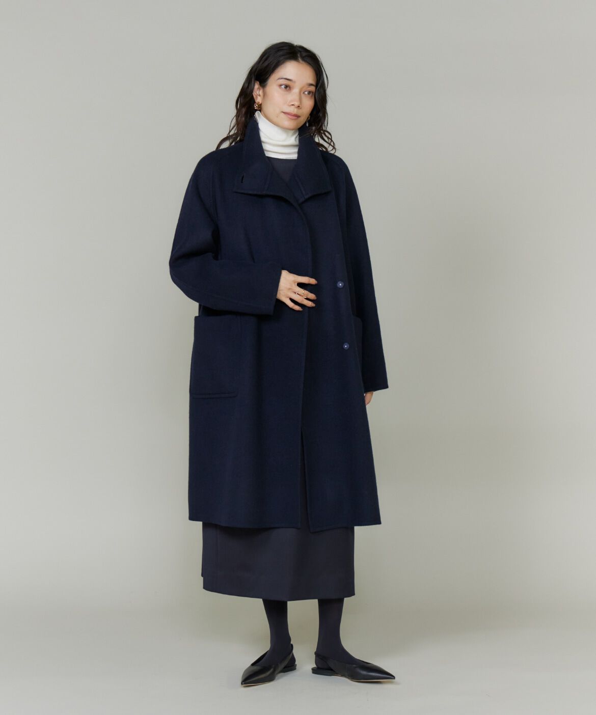INED「スタンドカラーコート　」|ステンカラーコート|