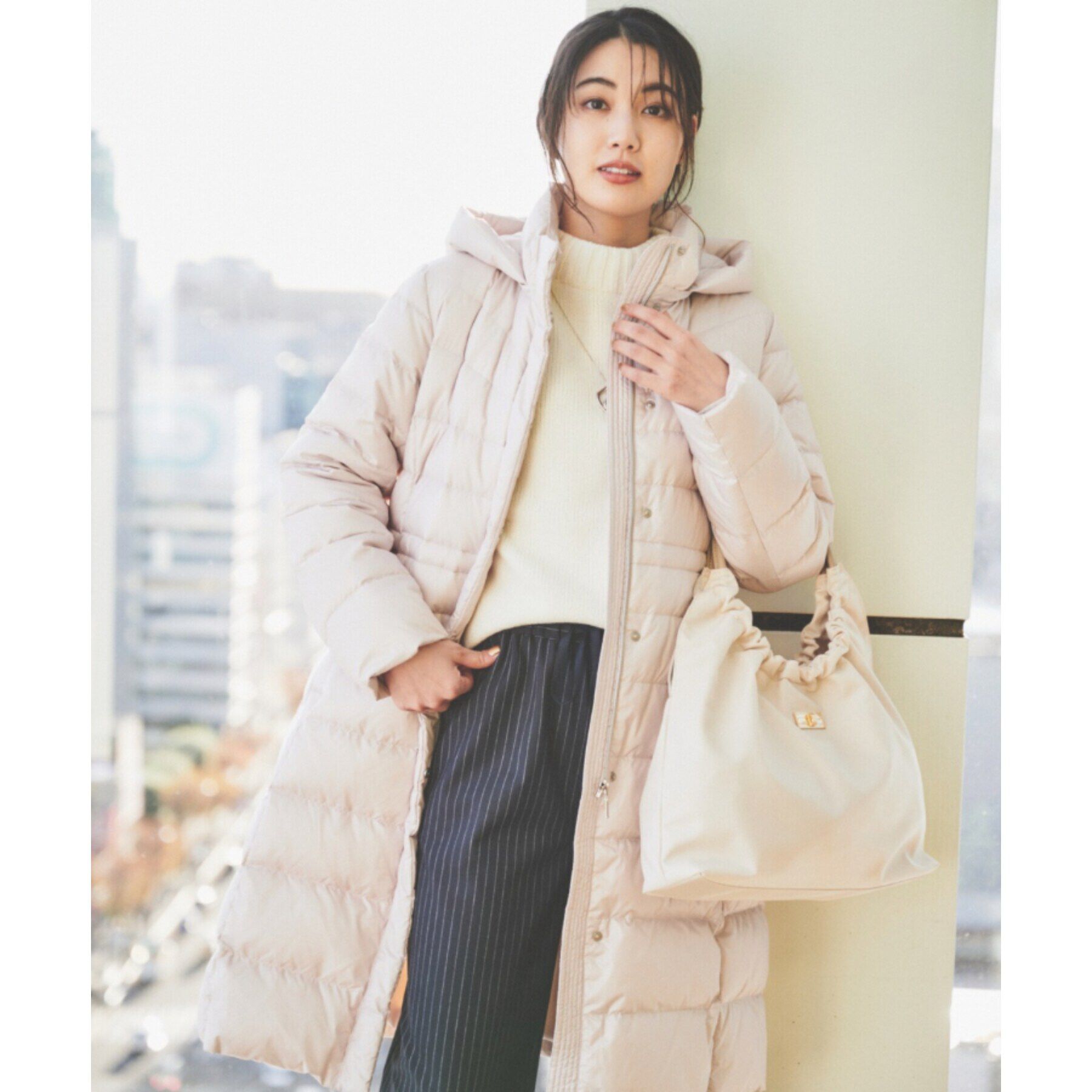 UNTITLED「【撥水/洗える/すっきり】ロング丈タフタダウンコート」|ダウン|