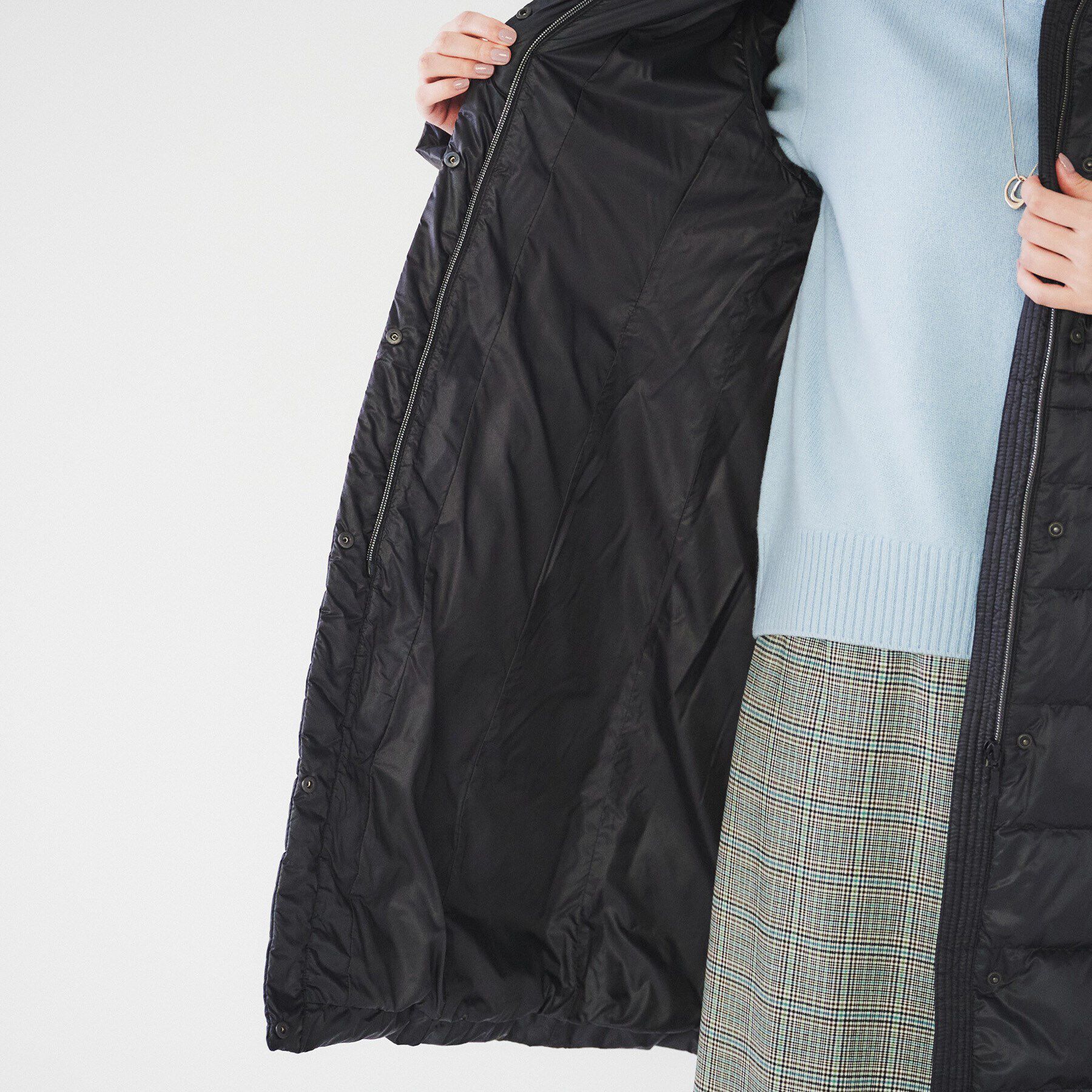 UNTITLED「【撥水/洗える/すっきり】ロング丈タフタダウンコート」|ダウン|