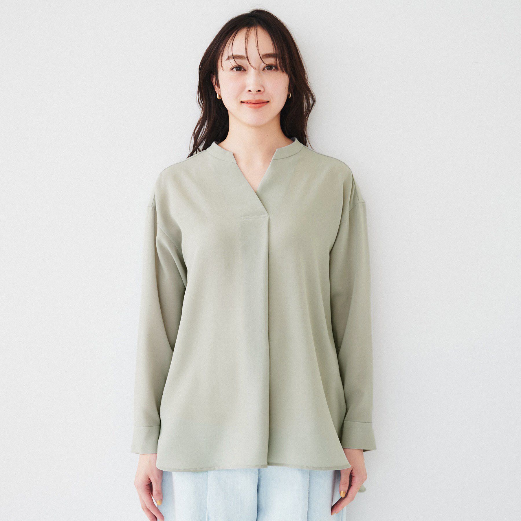 UNTITLED「【体型カバー/オンオフ使える】梳毛調ボイルシャツ」|シャツ・ブラウス|