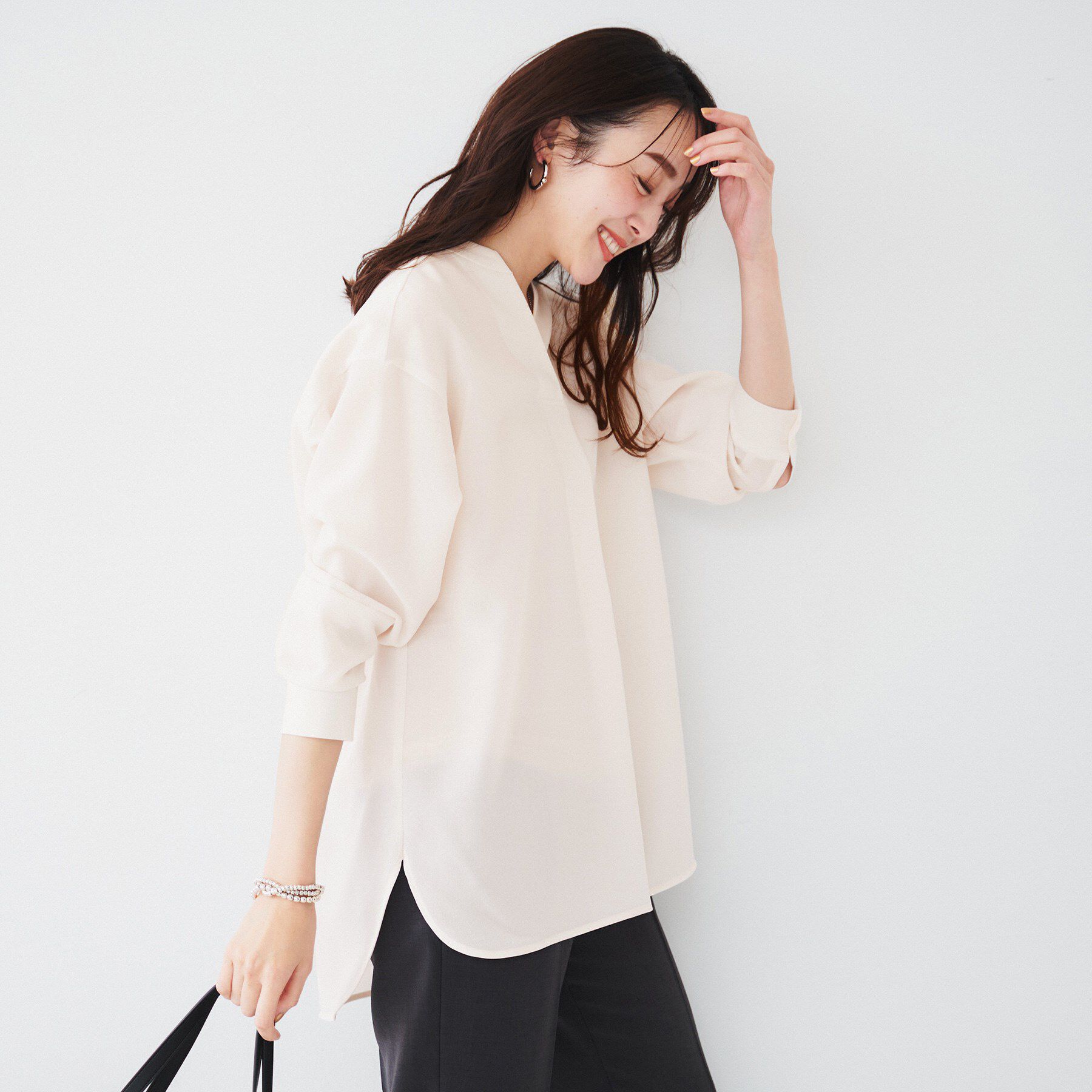 UNTITLED「【体型カバー/オンオフ使える】梳毛調ボイルシャツ」|シャツ・ブラウス|