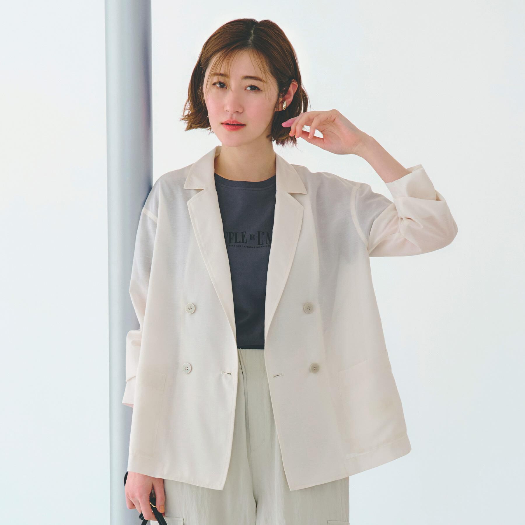 grove「【洒落感際立つ羽織アイテム】シアーテーラードジャケット」|テーラードジャケット|オフホワイト(003