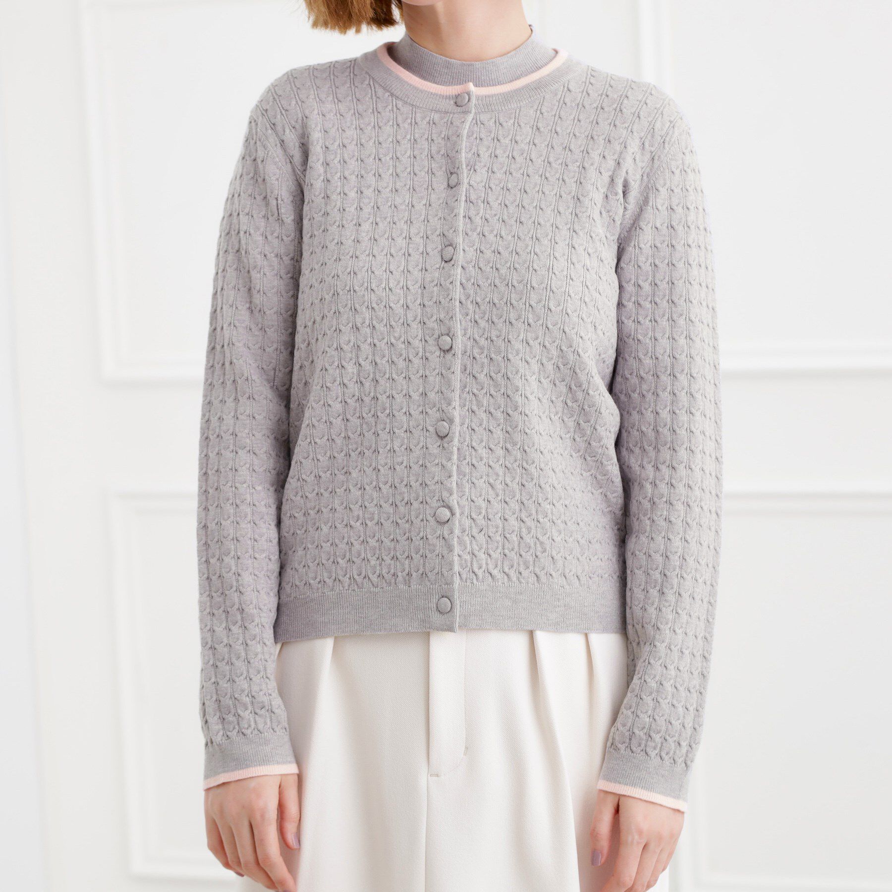 grove「ミニケーブルクルーネックカーディガン」|カーディガン|