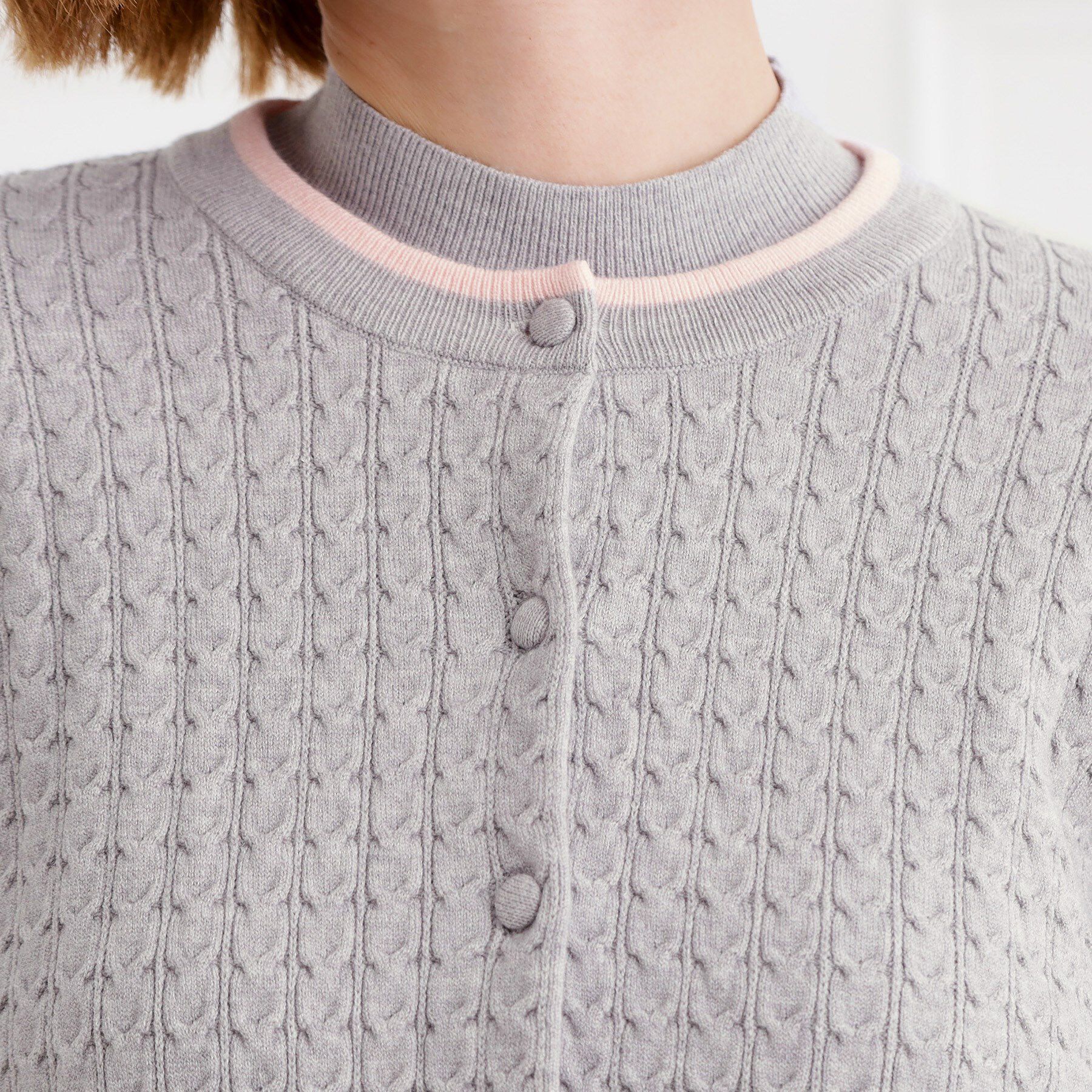 grove「ミニケーブルクルーネックカーディガン」|カーディガン|