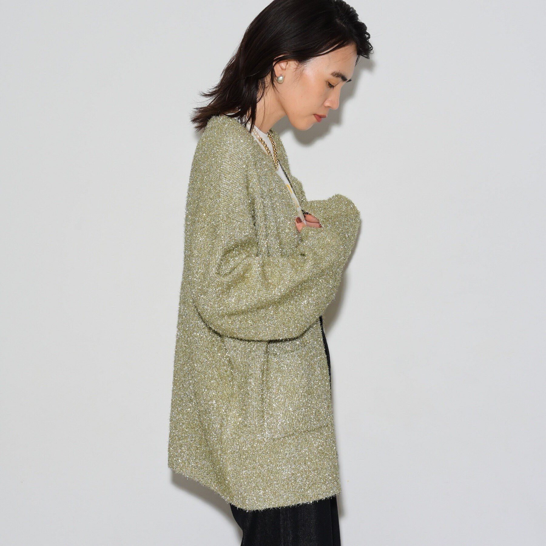 GALLEST「メタリックフェザーカーディガン」|カーディガン|