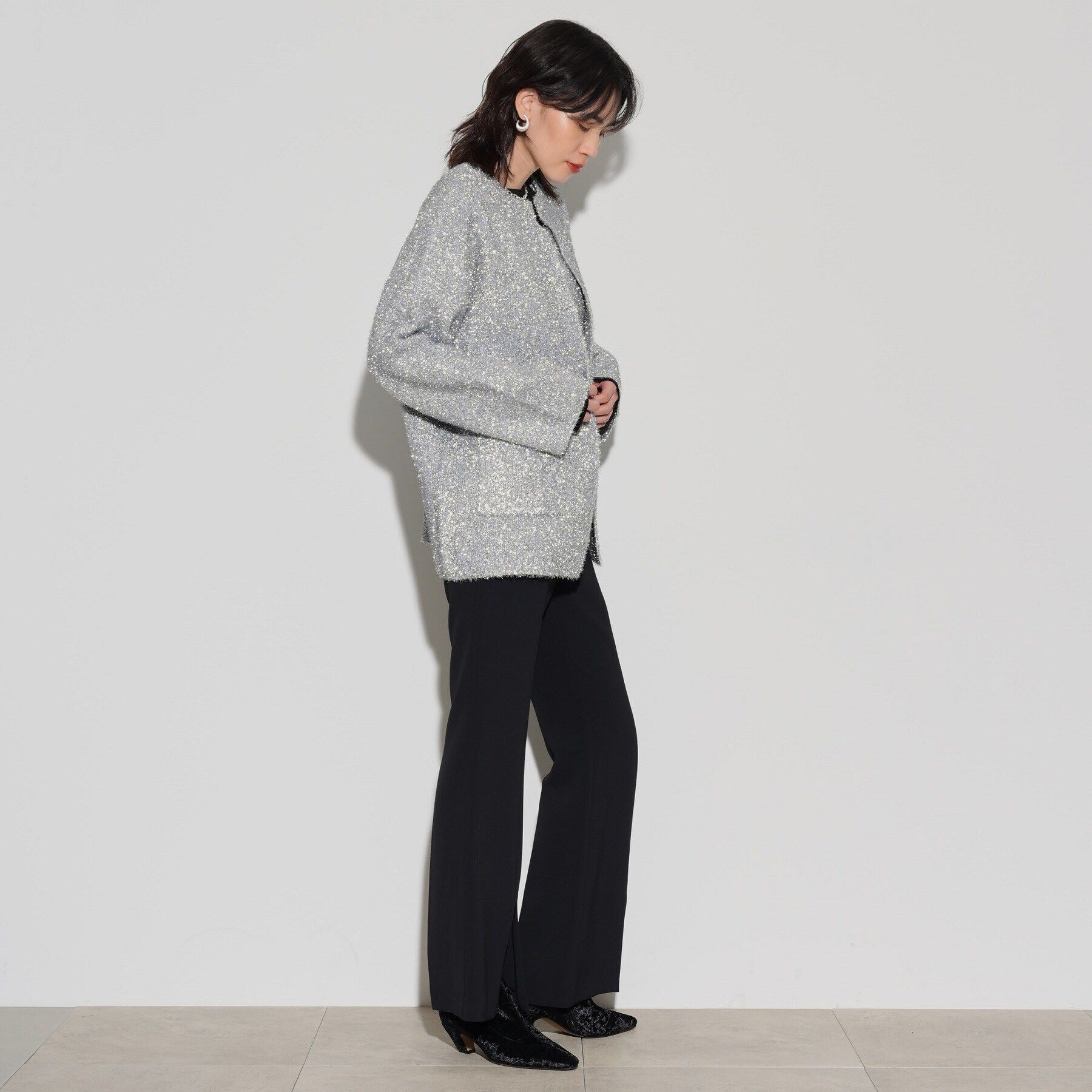 GALLEST「メタリックフェザーカーディガン」|カーディガン|