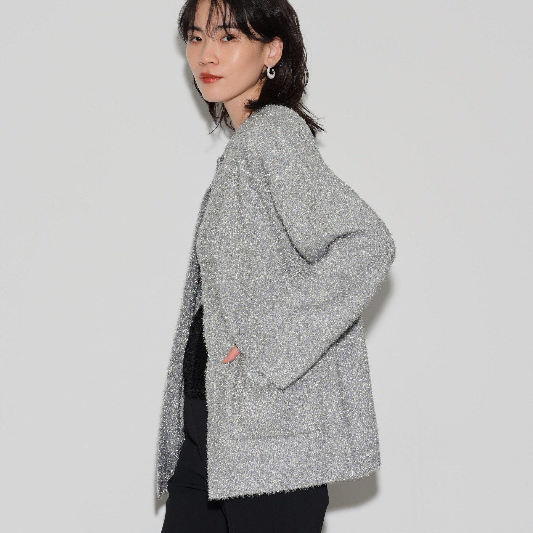 GALLEST「メタリックフェザーカーディガン」|カーディガン|