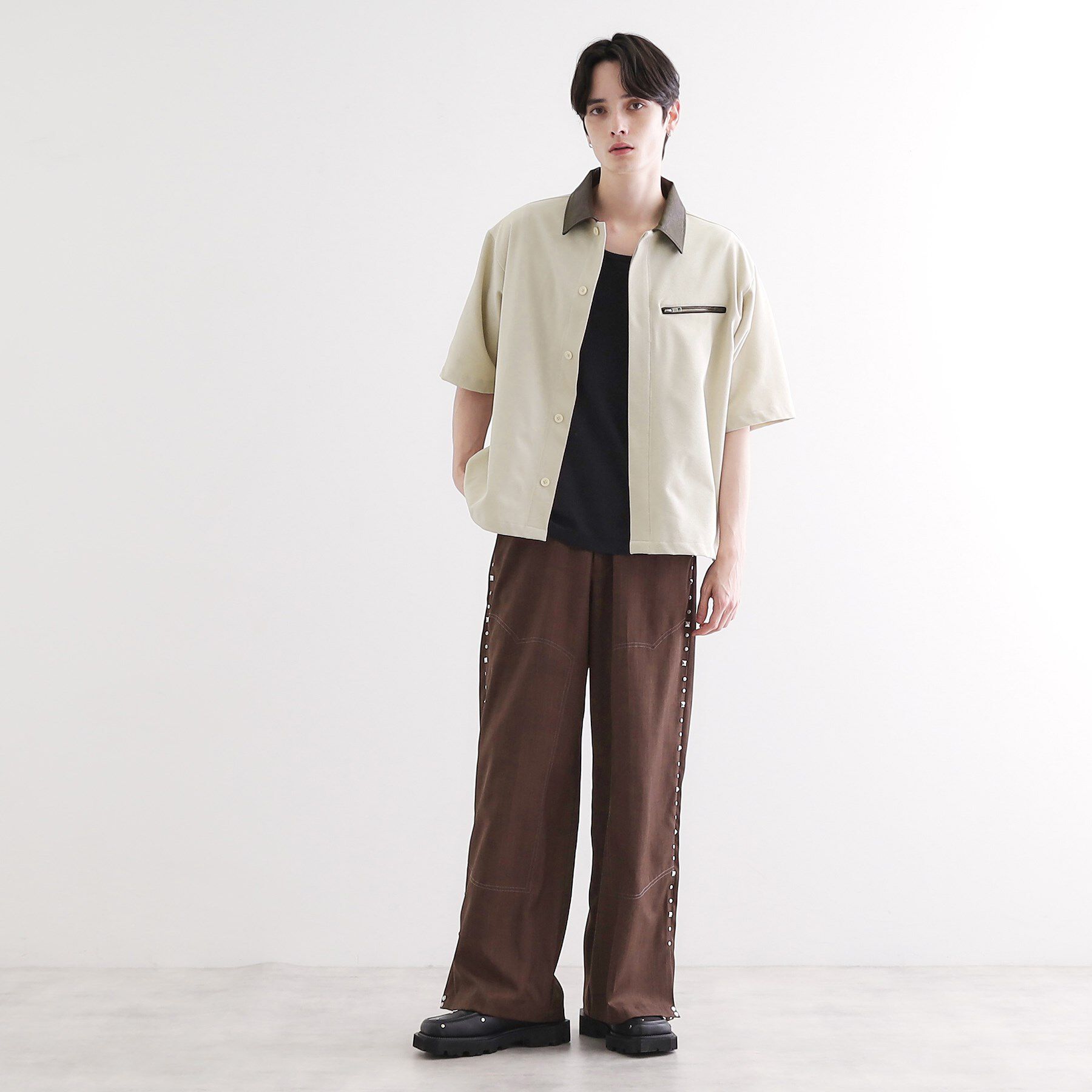 tk.TAKEO KIKUCHI「衿配色ワーカーシャツアウター」|シャツ・ブラウス|