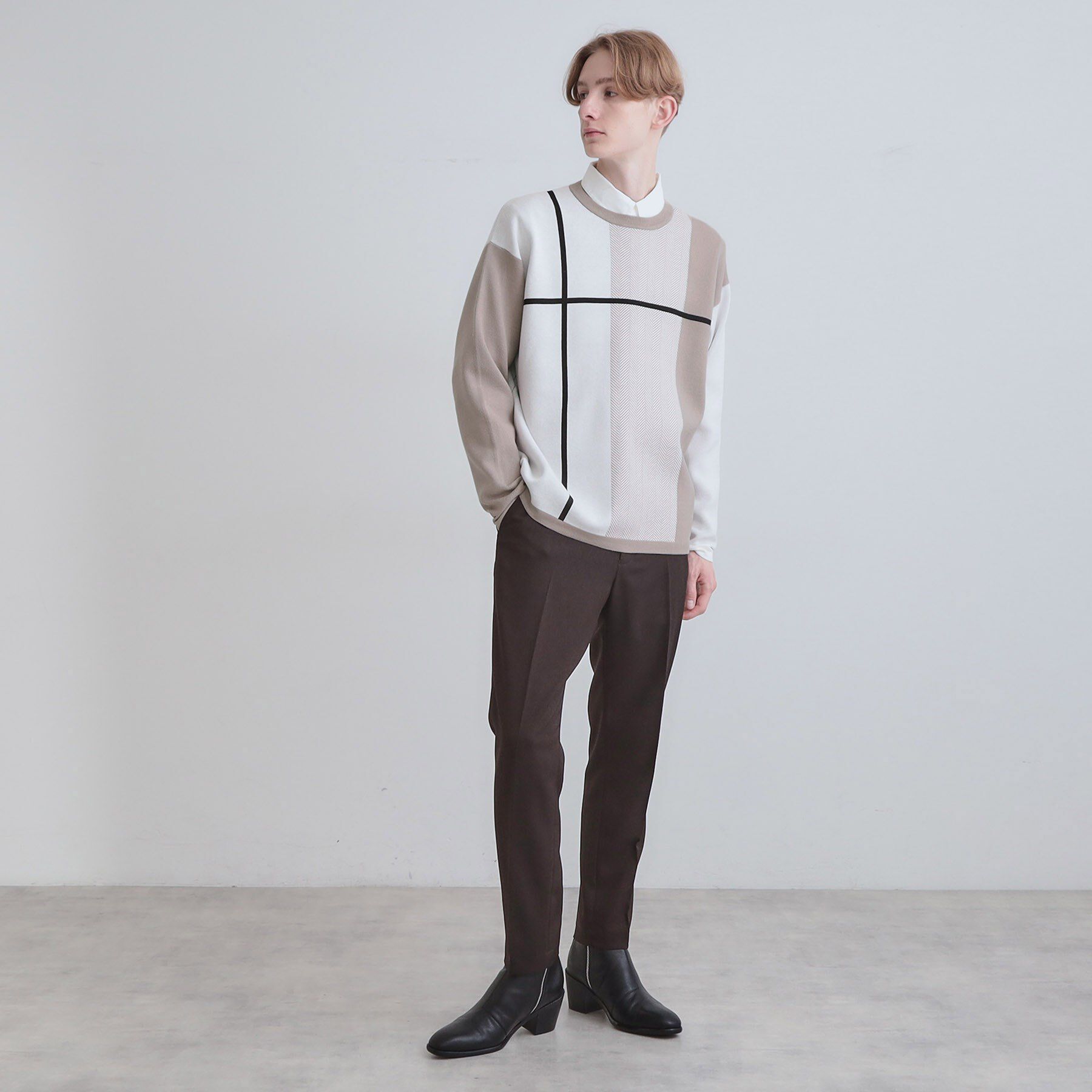 tk.TAKEO KIKUCHI「【洗える】クロスオーバーニット」|ニット・セーター|