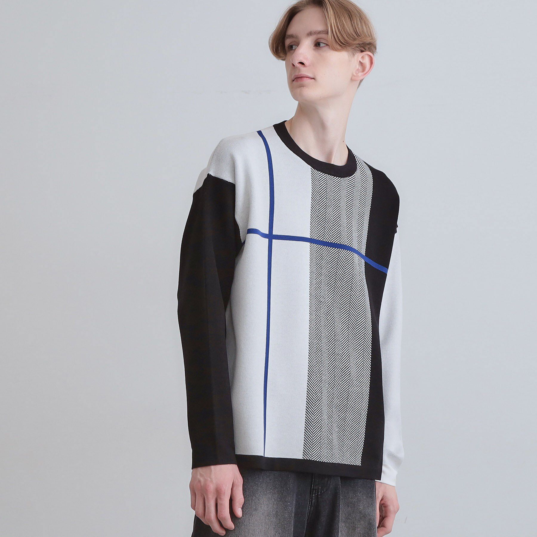 tk.TAKEO KIKUCHI「【洗える】クロスオーバーニット」|ニット・セーター|ブラック(519)