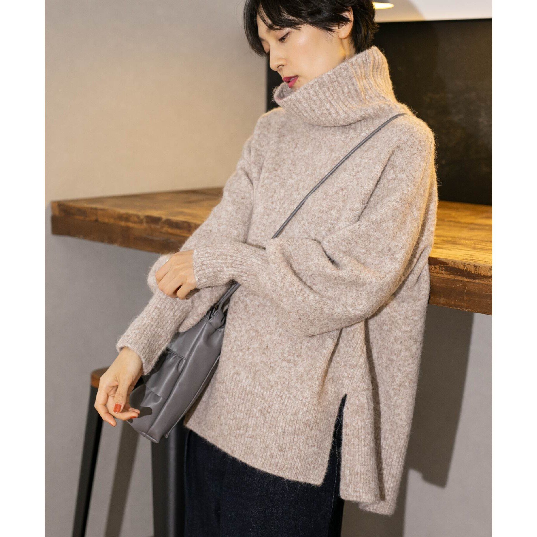 OPAQUE.CLIP「ミドルゲージハイネックニット【洗濯機洗い可】」|ニット・セーター|