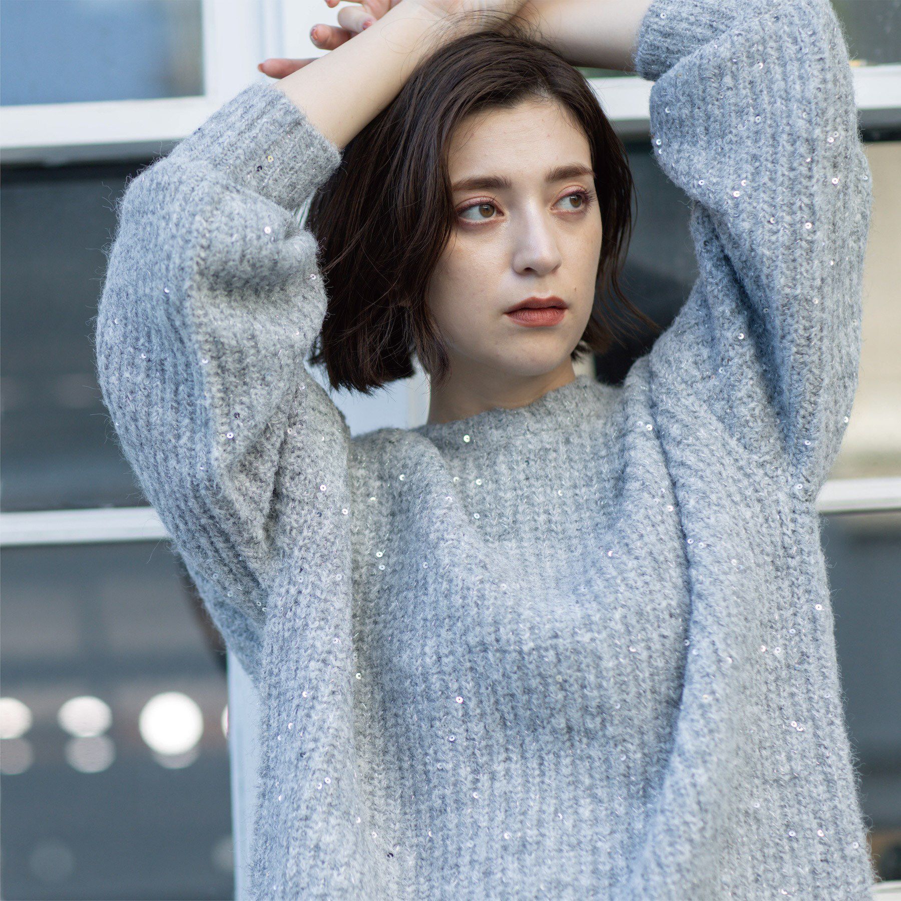 OPAQUE.CLIP「オーバーサイズ スパンコールニット」|ニット・セーター|