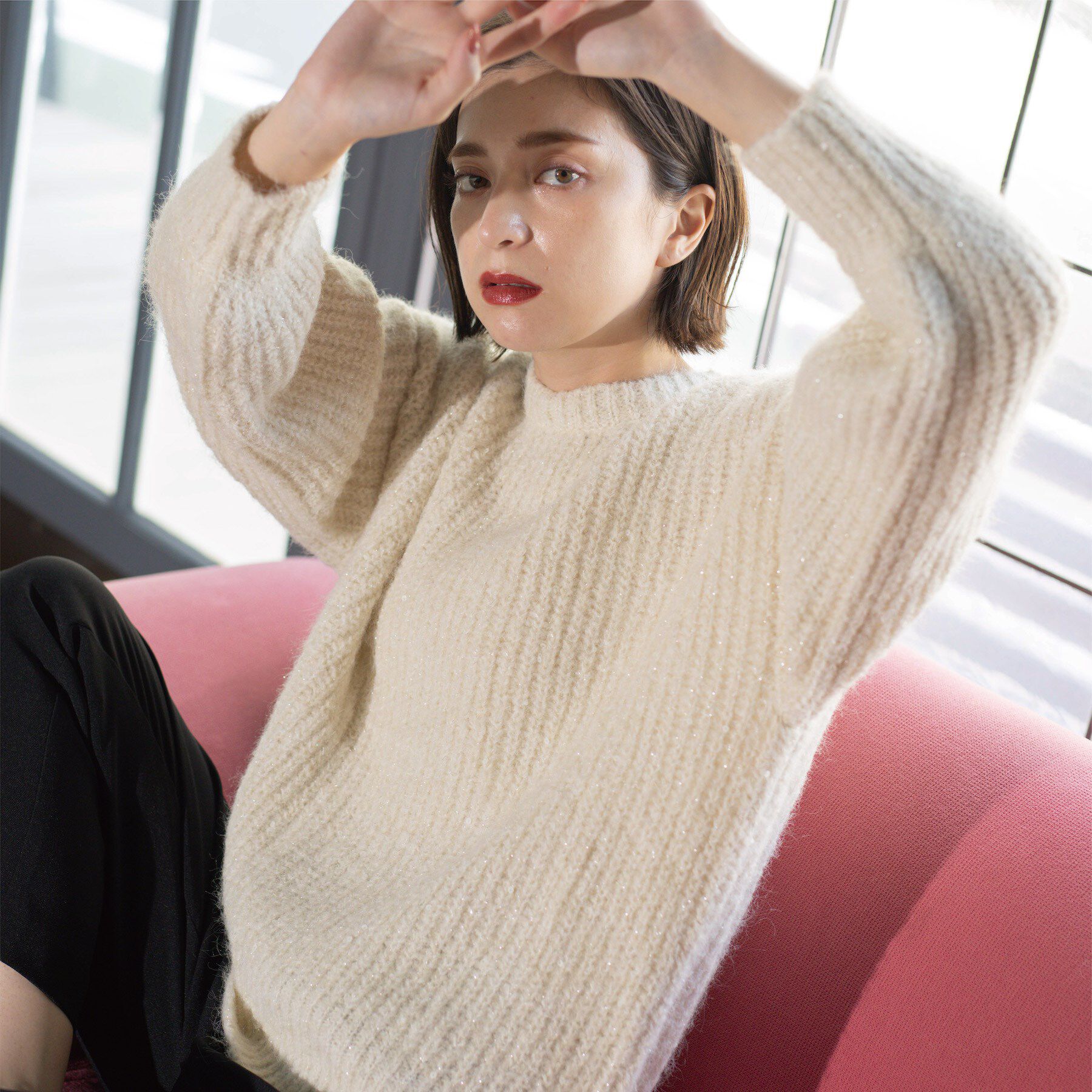 OPAQUE.CLIP「オーバーサイズ スパンコールニット」|ニット・セーター|