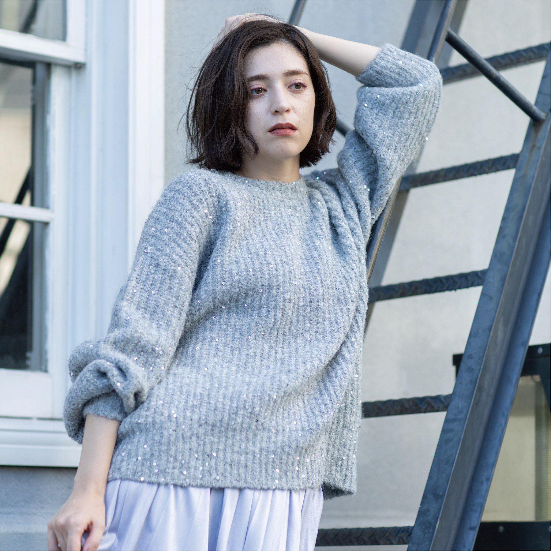 OPAQUE.CLIP「オーバーサイズ スパンコールニット」|ニット・セーター|