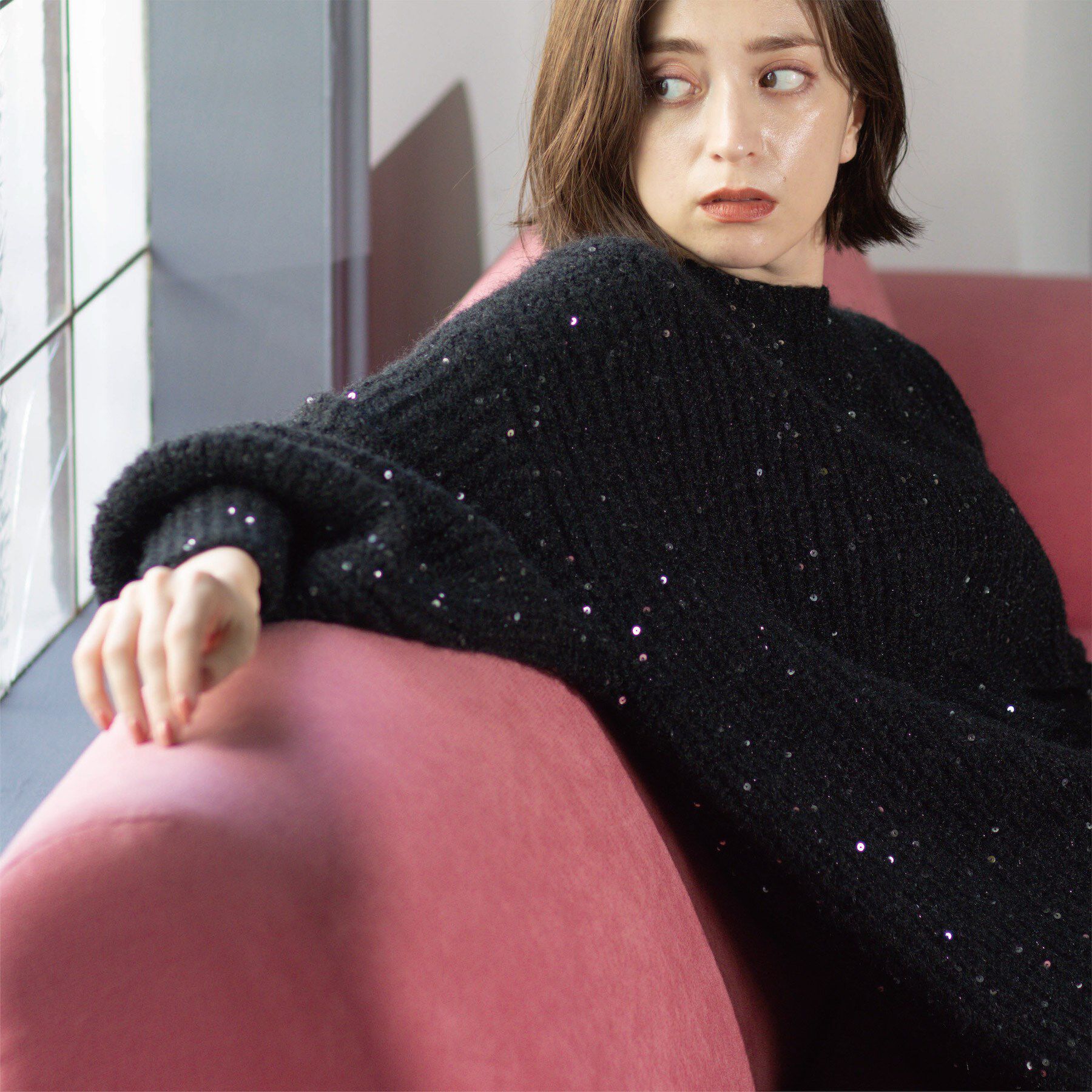 OPAQUE.CLIP「オーバーサイズ スパンコールニット」|ニット・セーター|